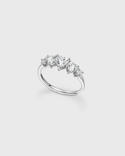 Vogue ring with heart-cut zircons and Silver 925