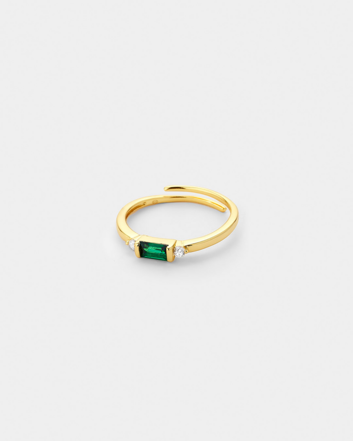 Vogue ring green zircon in gold-plated Silver 925