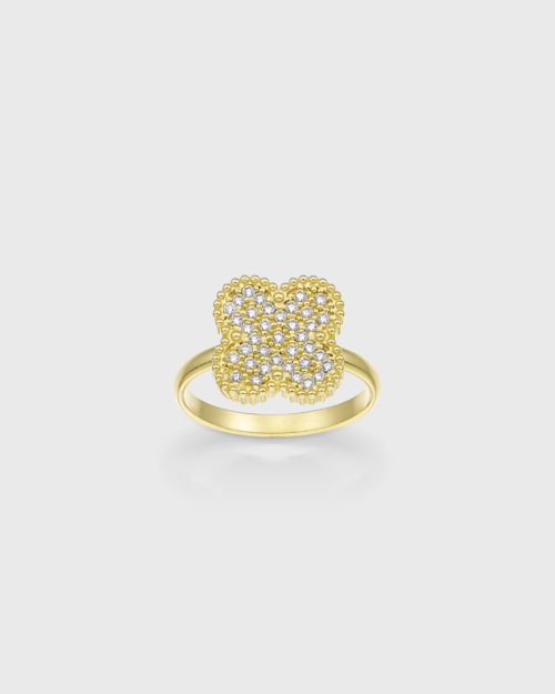Vogue ring in gold-plated Silver 925 with a four-leaf clover motif and white zircons