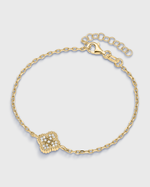Vogue bracelet in gold-plated Silver 925 with a four-leaf clover motif and white zircons