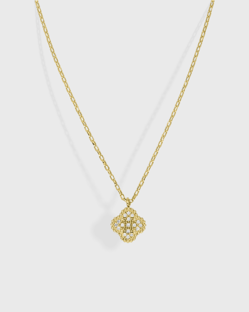 Vogue necklace with four-leaf clover motif in gold-plated Silver 925 and white zircons