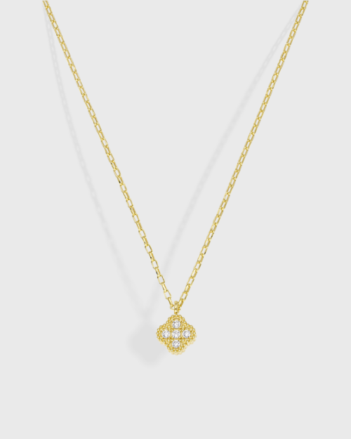 Vogue necklace with four-leaf clover motif in gold-plated Silver 925 and white zircons