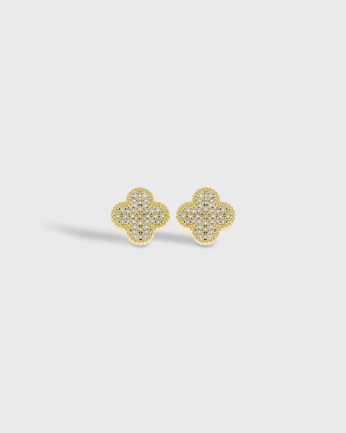 Vogue earrings with four-leaf clover design in gold-plated Silver 925 and white zircons