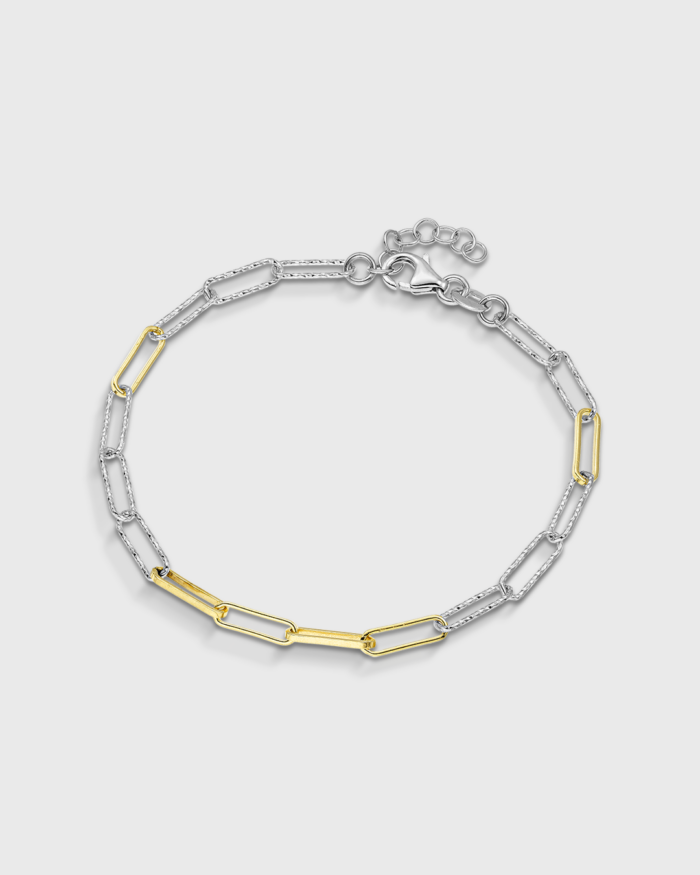 Vogue link chain bracelet two tones in gold-plated Silver 925
