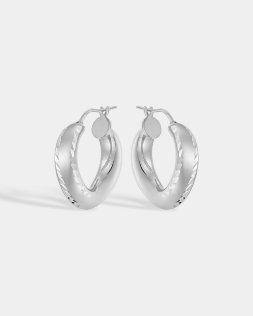 Vogue hoops in Silver 925 and embossed design