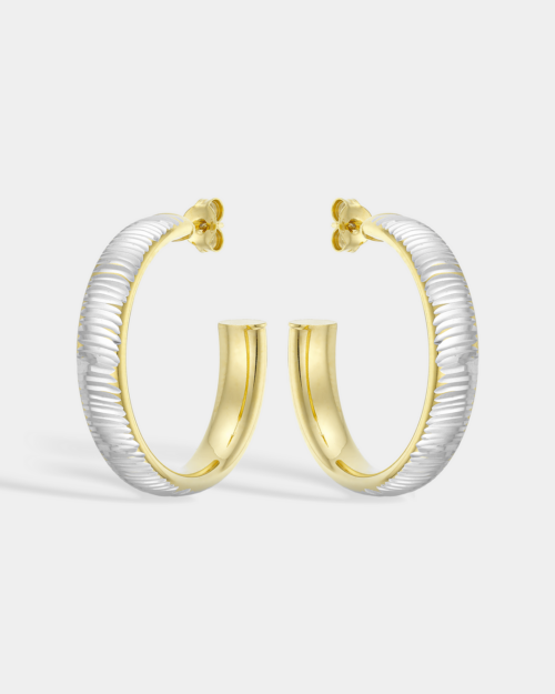 Vogue hoops in gold-plated Silver 925 with engraved ridged texture