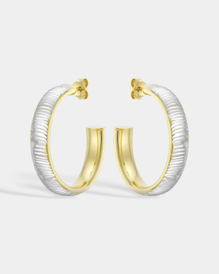 Vogue hoops in gold-plated Silver 925 with engraved ridged texture
