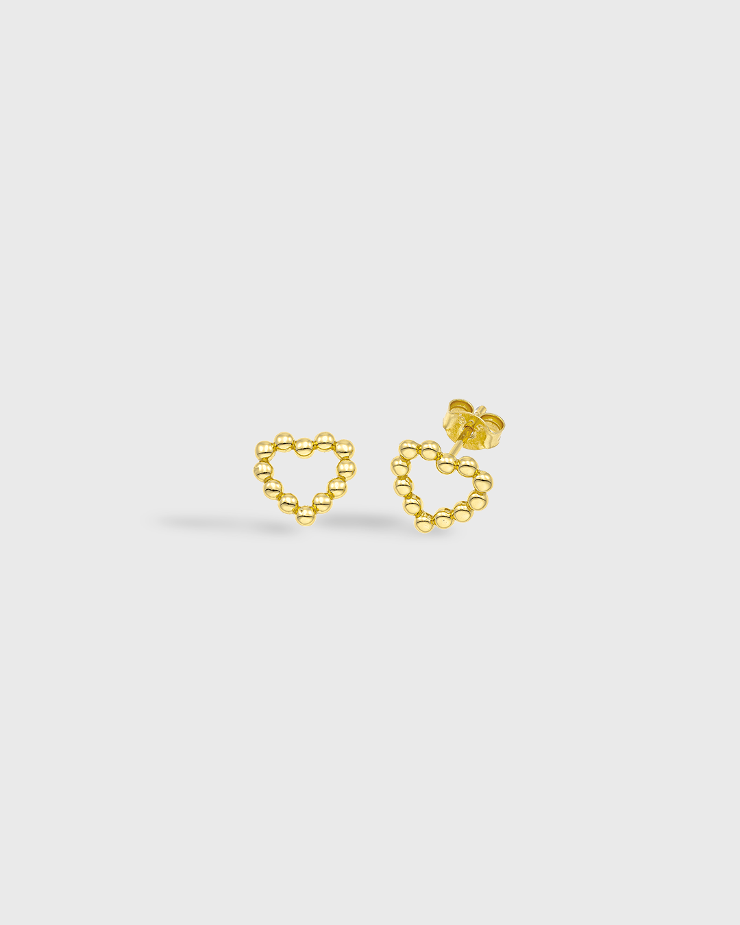 Gold-plated beaded heart stud earrings Silver 925°
