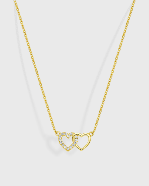 Double heart necklace in gold-plated Silver 925°
