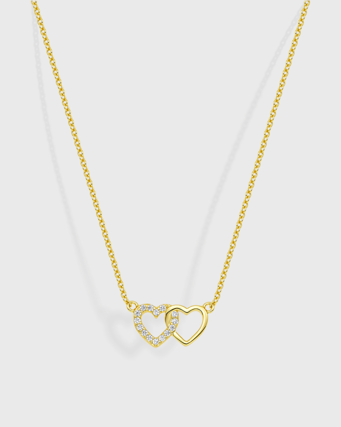 Double heart necklace in gold-plated Silver 925°
