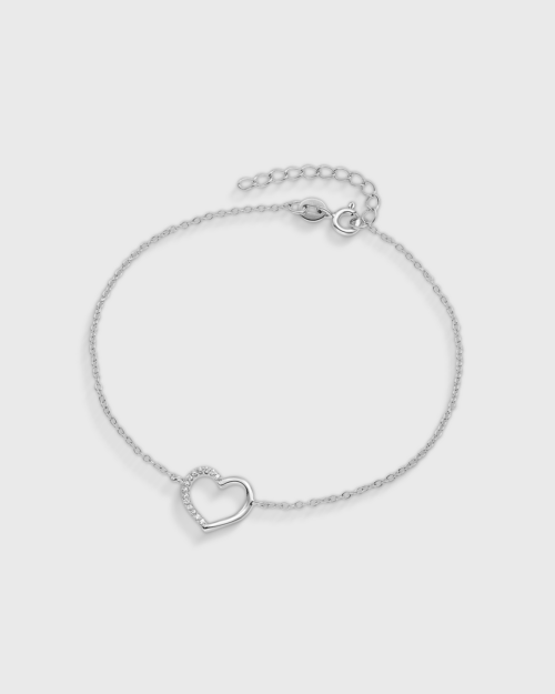 Heart bracelet with white zircons in Silver 925°