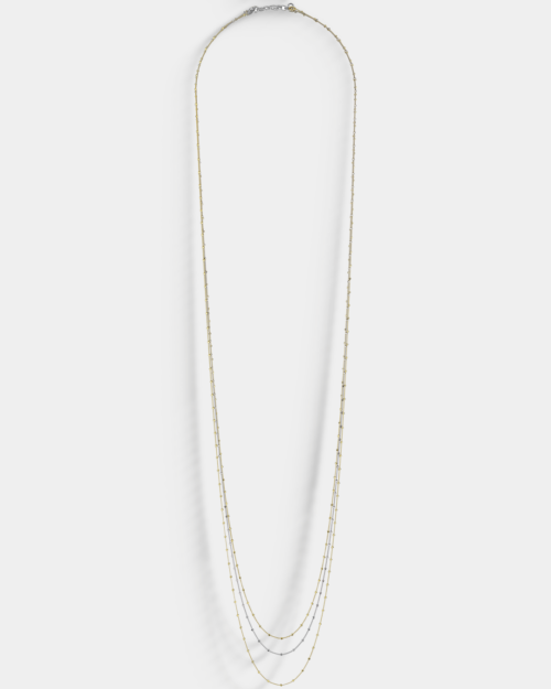 Long layered necklace in two-tone Silver 925°