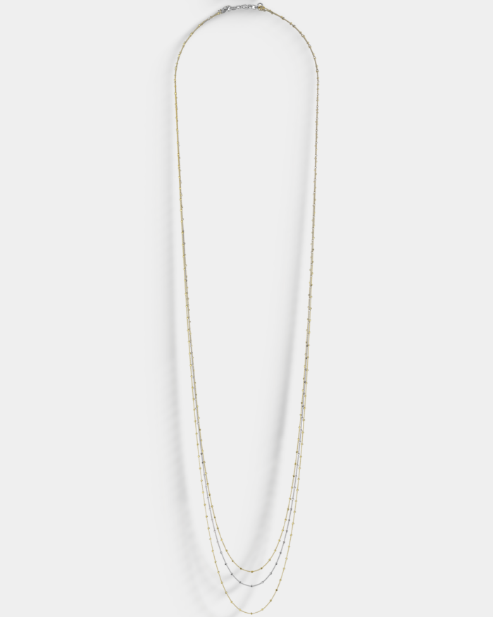 Long layered necklace in two-tone Silver 925°