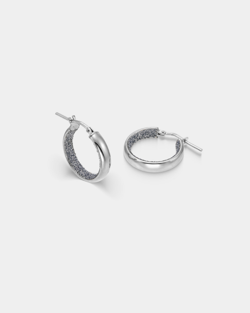 Glitter textured hoop earrings in Silver 925°