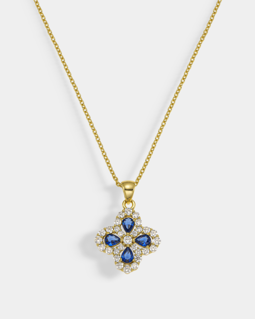 Necklace with blue and white stones in gold-plated Silver 925°