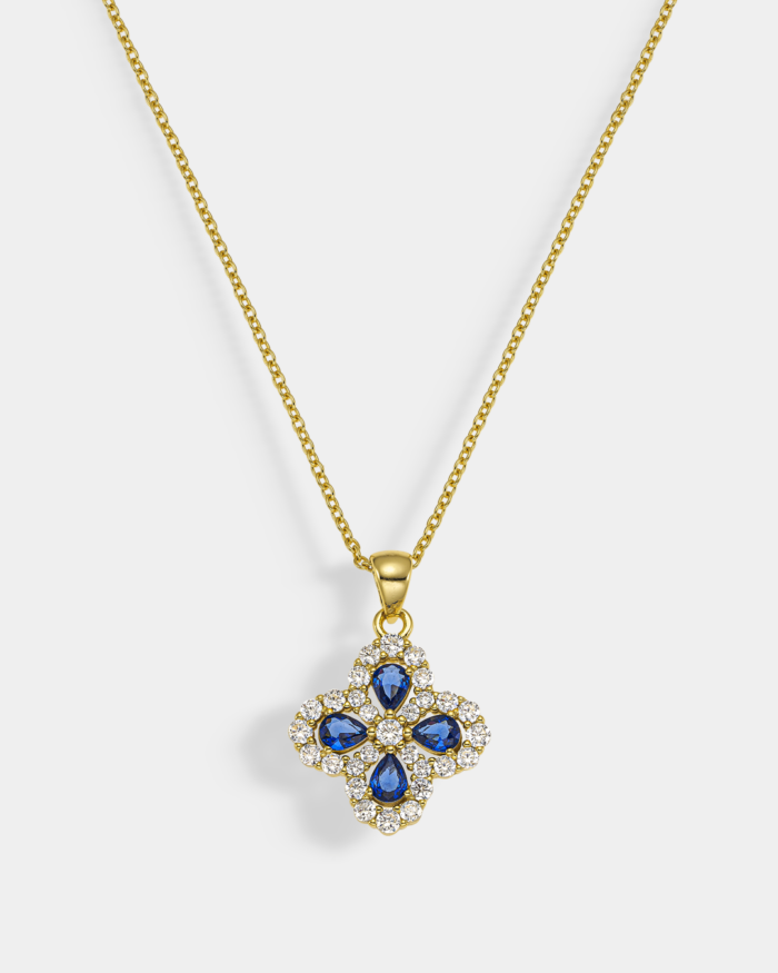 Necklace with blue and white stones in gold-plated Silver 925°