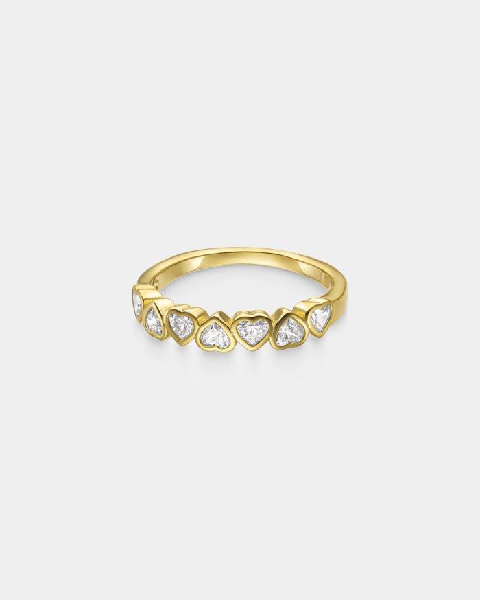 Heart ring with zircons in gold-plated Silver 925°
