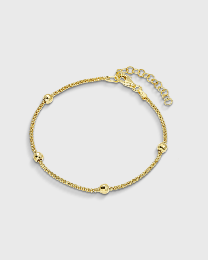Chain bracelet with beads in gold-plated Silver 925°