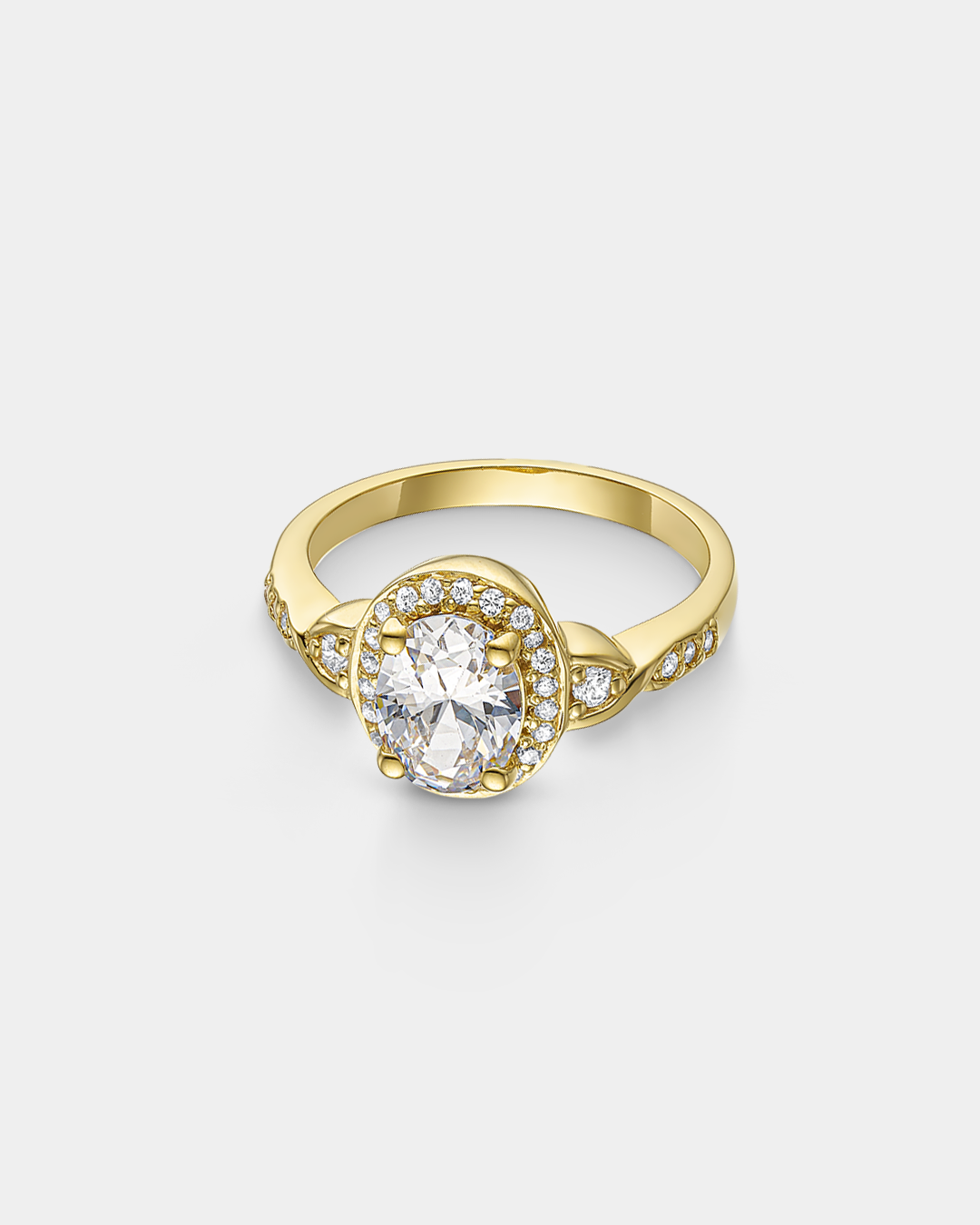 20170546101 Oval-cut zircon ring in gold-plated Silver 925°