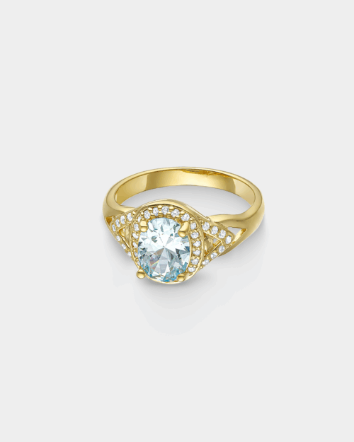 Aqua oval ring in gold-plated Silver 925°