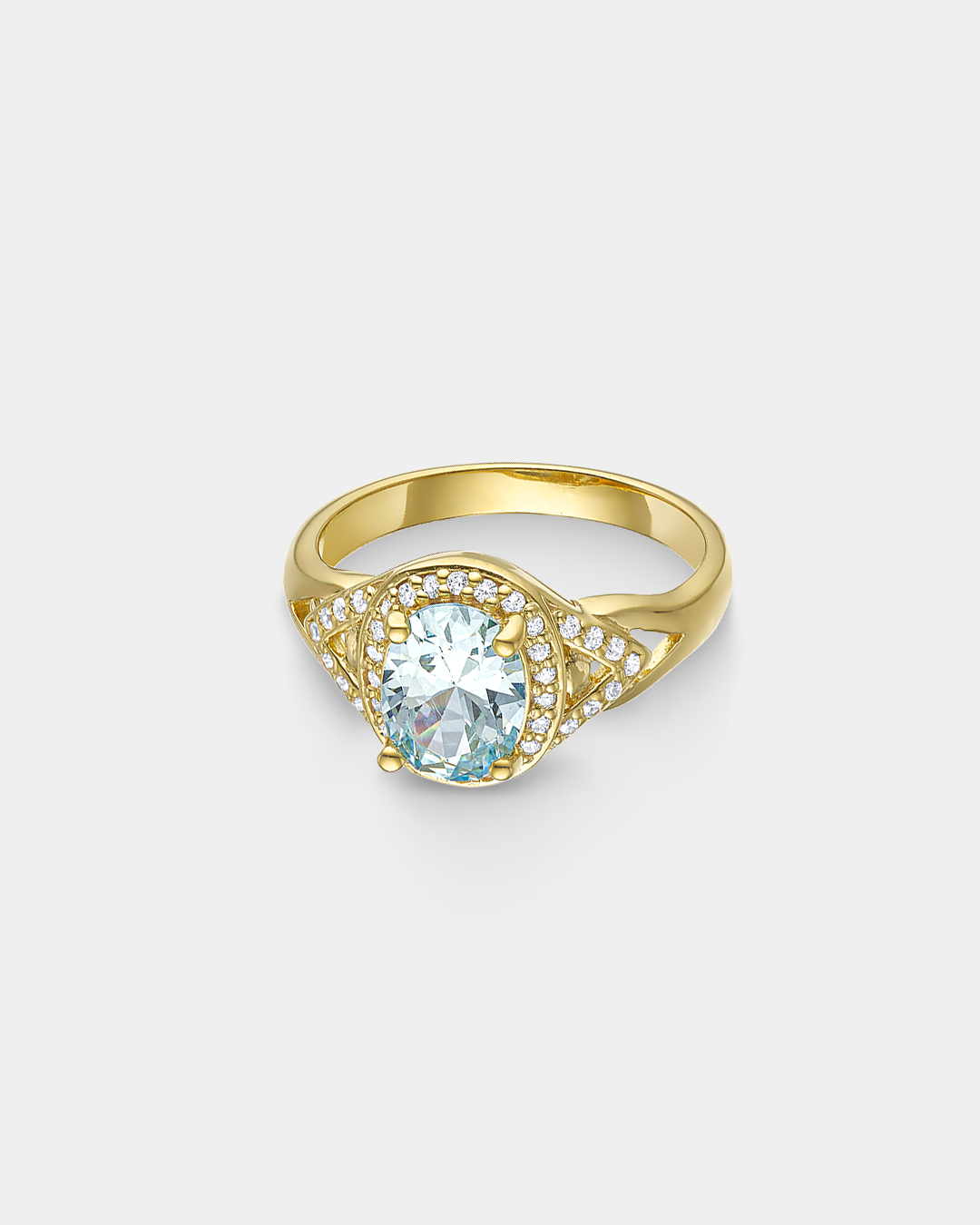 20170646121 Aqua oval ring in gold-plated Silver 925°