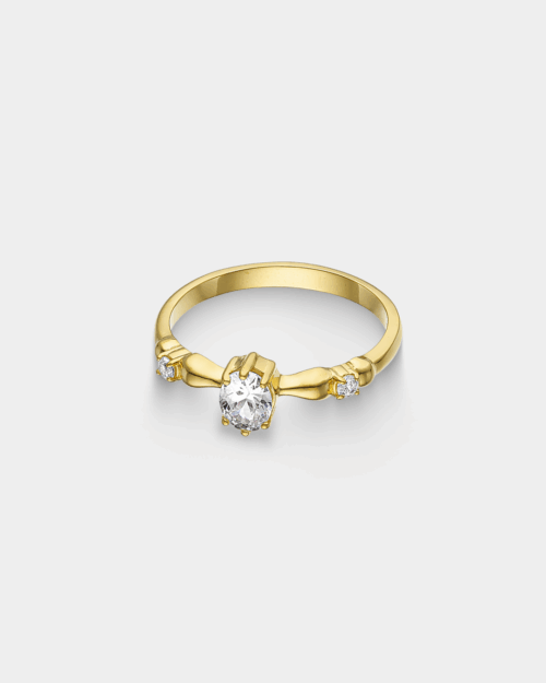 Ring with a central white zircon in gold-plated Silver 925°