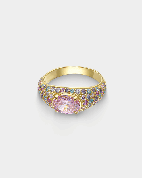 Multicolor zircon ring in gold-plated Silver 925°
