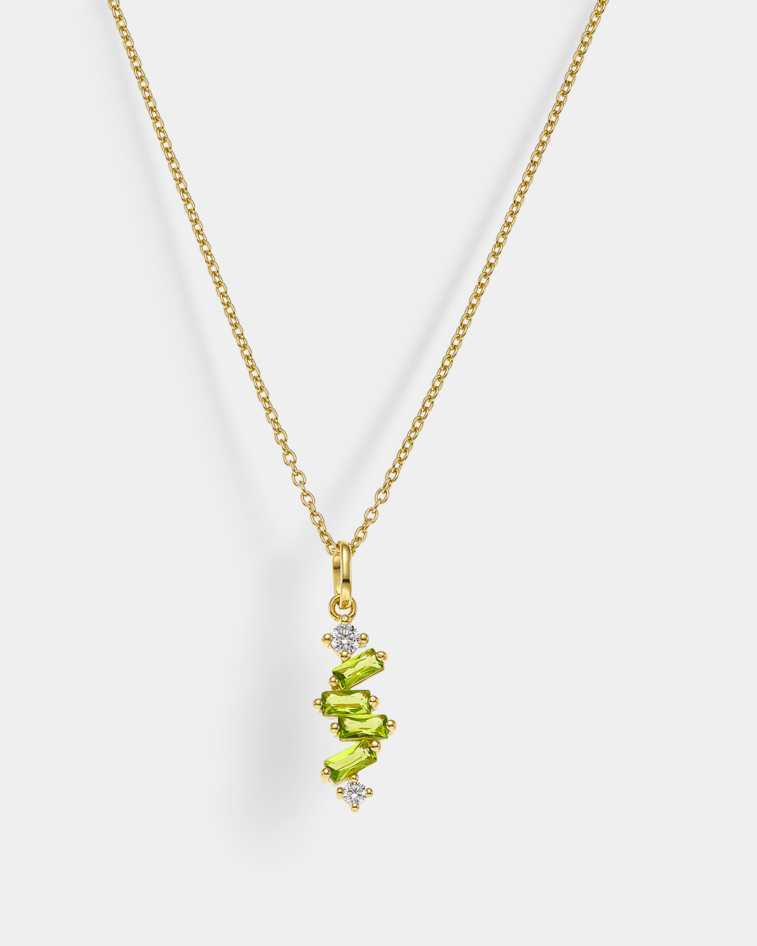 20172802451 Necklace earrings with green baguette stones and white zircons in gold-plated Silver 925°