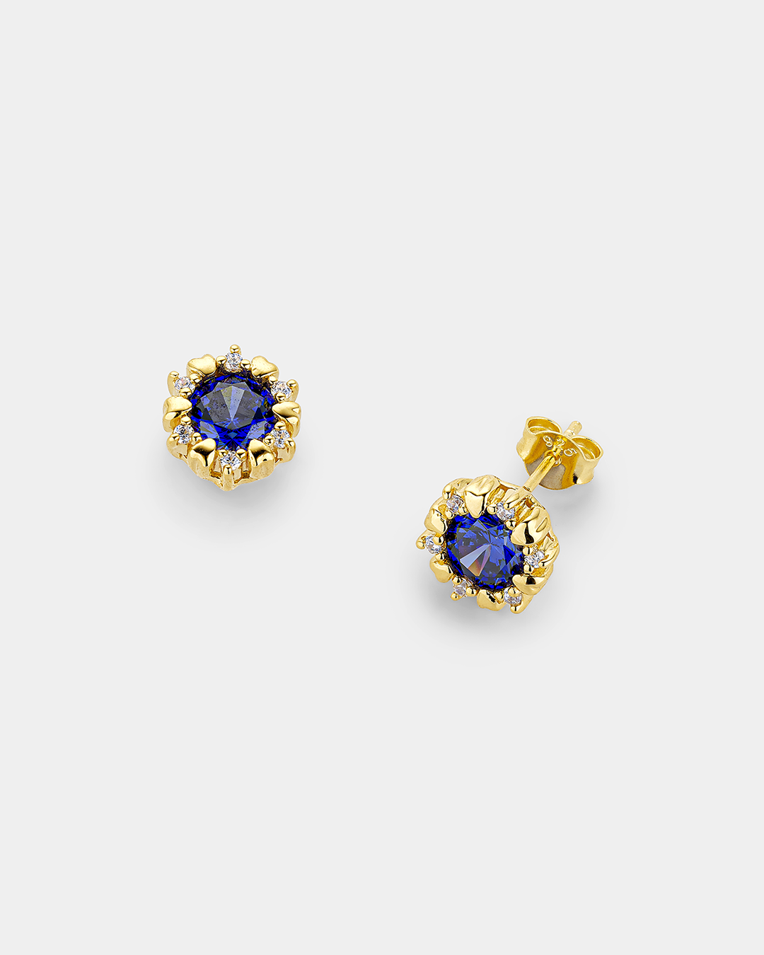 20173346221 Blue floral stud earrings in gold-plated Silver 925°