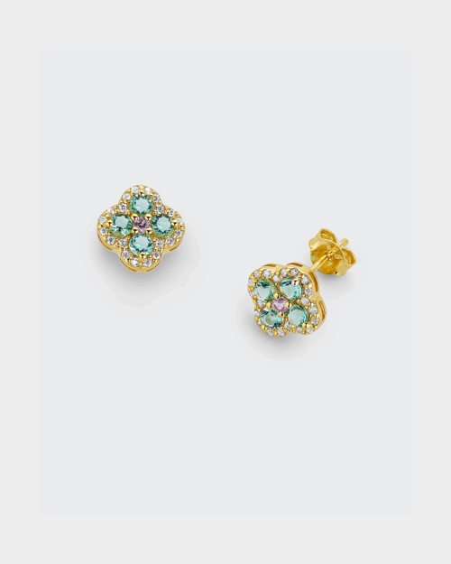 Color bloom stud earrings in gold-plated Silver 925°