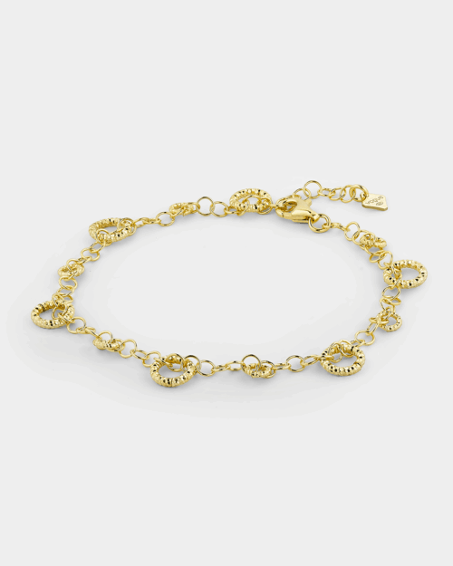 Bracelet with textured circles in gold-plated Silver 925°