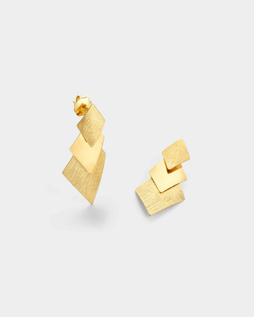 Vogue earrings in matte brushed and shiny finishing in gold-plated Silver 925°