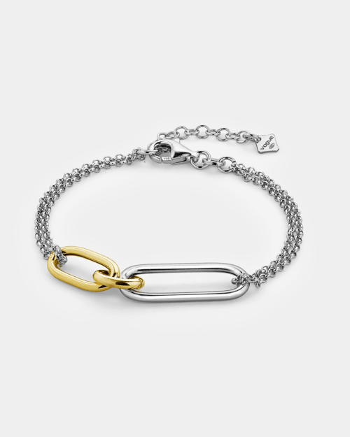 Link chain bracelet two tones in gold-plated Silver 925°