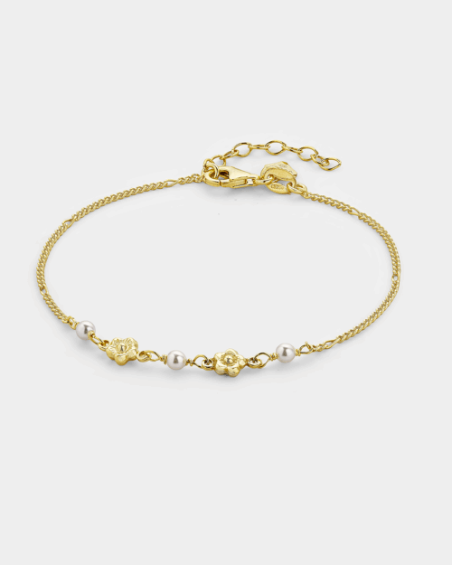 Bracelet in gold-plated Silver 925° and white pearls