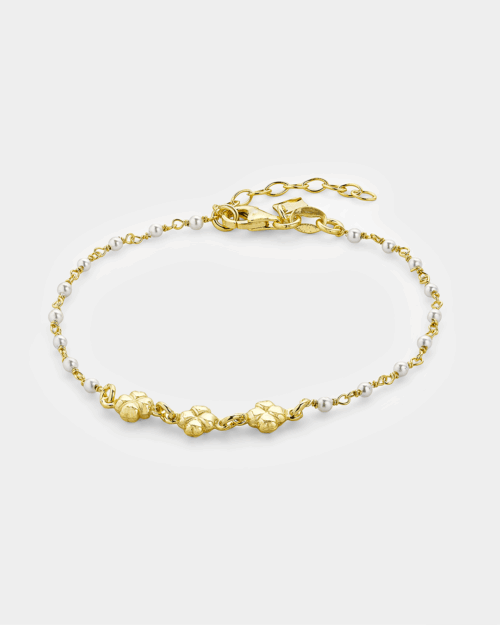 Bracelet in gold-plated Silver 925° with motifs and white pearls