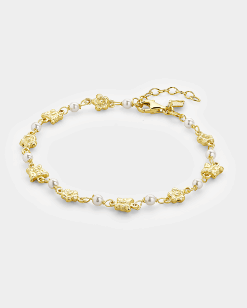 Bracelet in gold-plated Silver 925° with decorative motifs and pearls