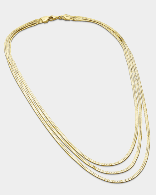 20172818401 Triple snake chain necklace in gold -plated Silver 925°