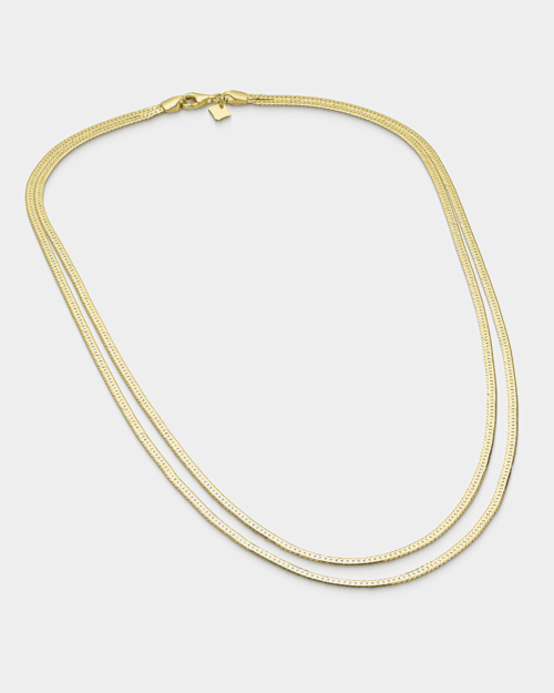 Double snake chain necklace in gold -plated Silver 925°
