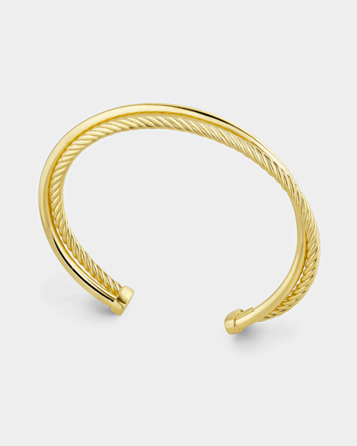 Cuff with smooth and twisted detail in gold-plated Silver 925°