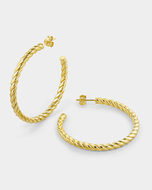20175572201 Large twisted hoops in gold-plated Silver 925°