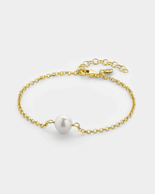 Thin chain bracelet in gold-plated Silver 925° with pearl