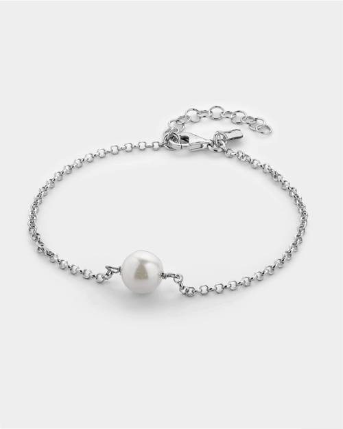 Thin chain bracelet in Silver 925° with pearl