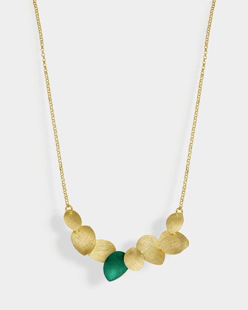 Necklace in gold-plated Silver 925° and green color