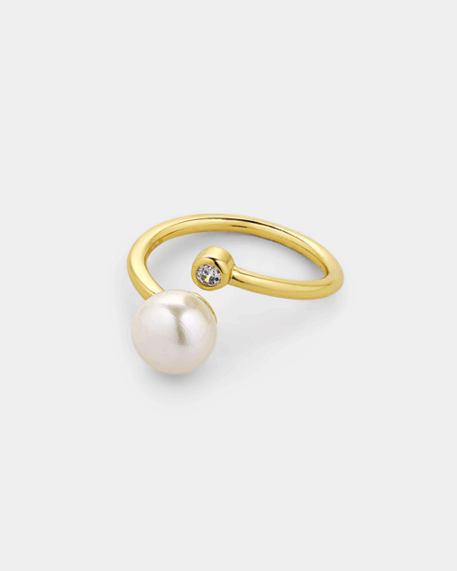 Open ring in gold-plated Silver 925° with pearl and zircon detail