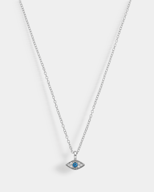 Necklace with blue zircon eye pendant in Silver 925°