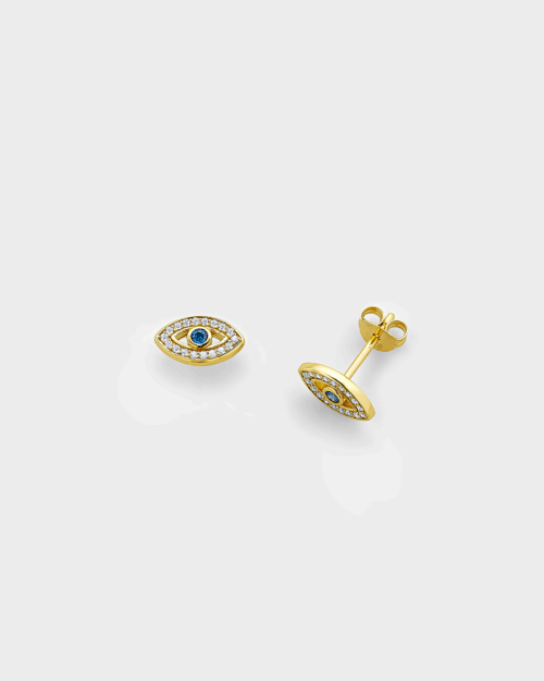 Necklace with blue zircon eye pendant in gold-plated Silver 925°