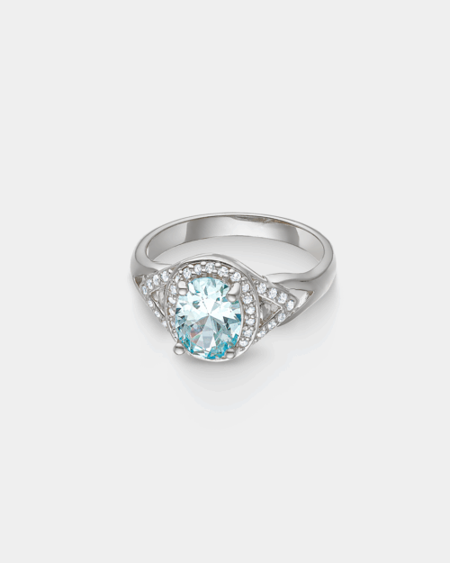 Aqua oval ring in Silver 925°