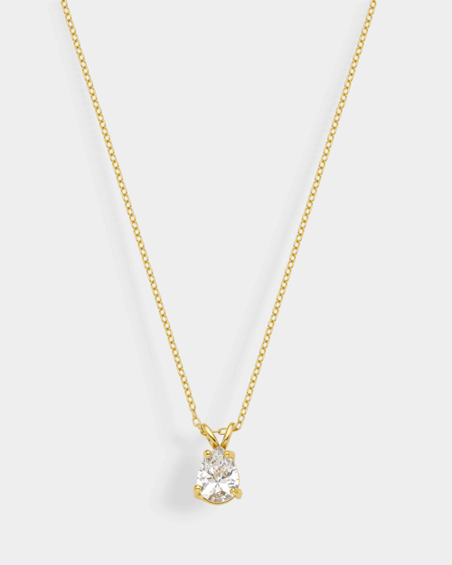 Solitaire necklace with white zircon in gold-plated Silver 925°