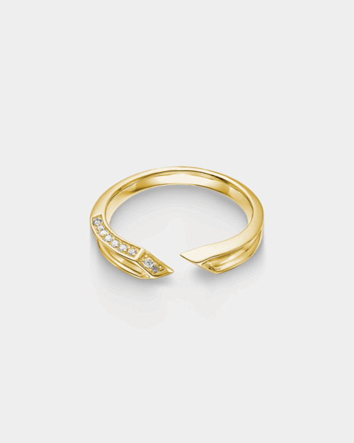 Open ring in gold-plated Silver 925° with white zircons