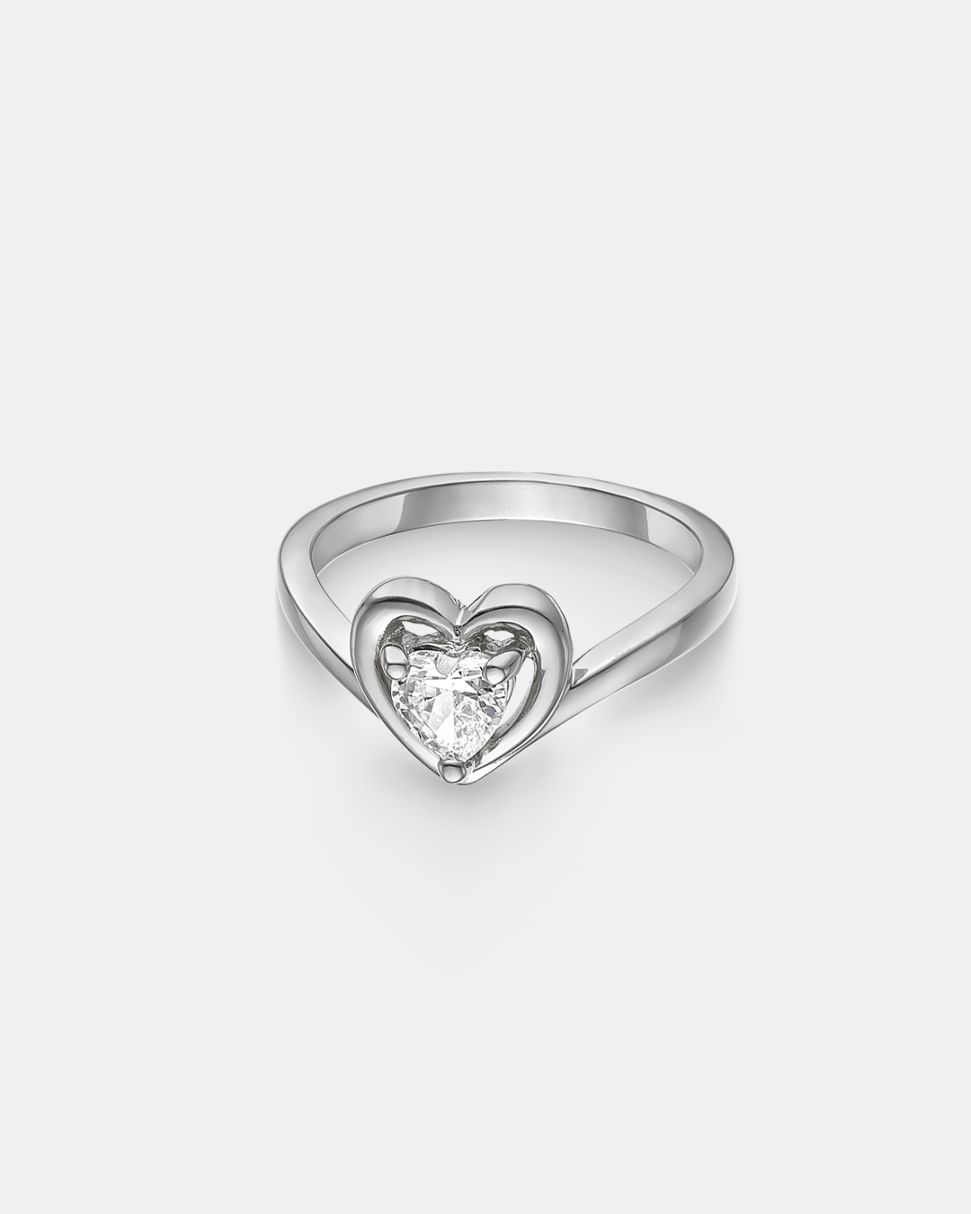 20171446123 White heart-cut ring in Silver 925°